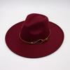.Cm top hat foreign style jazz hat retro felt hat temperament British style belt buckle woolen hat