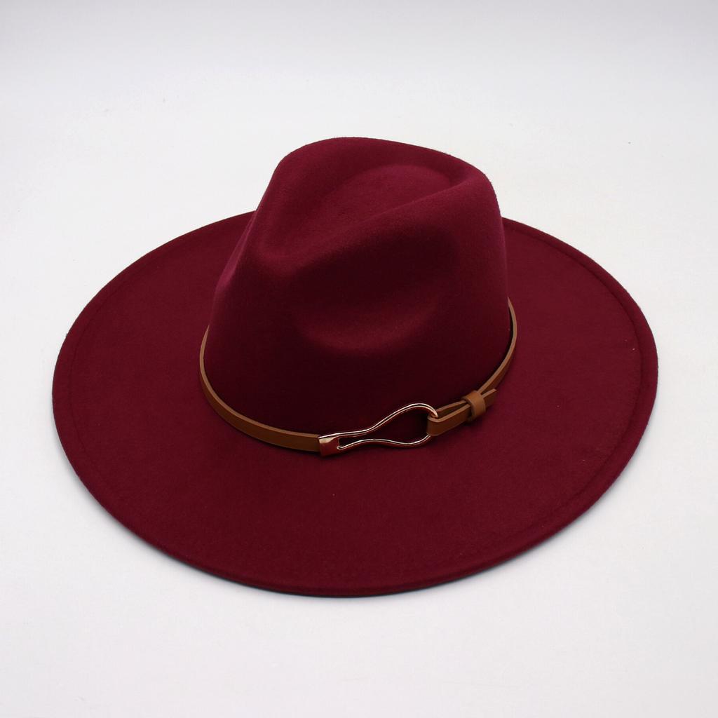 .Cm top hat foreign style jazz hat retro felt hat temperament British style belt buckle woolen hat