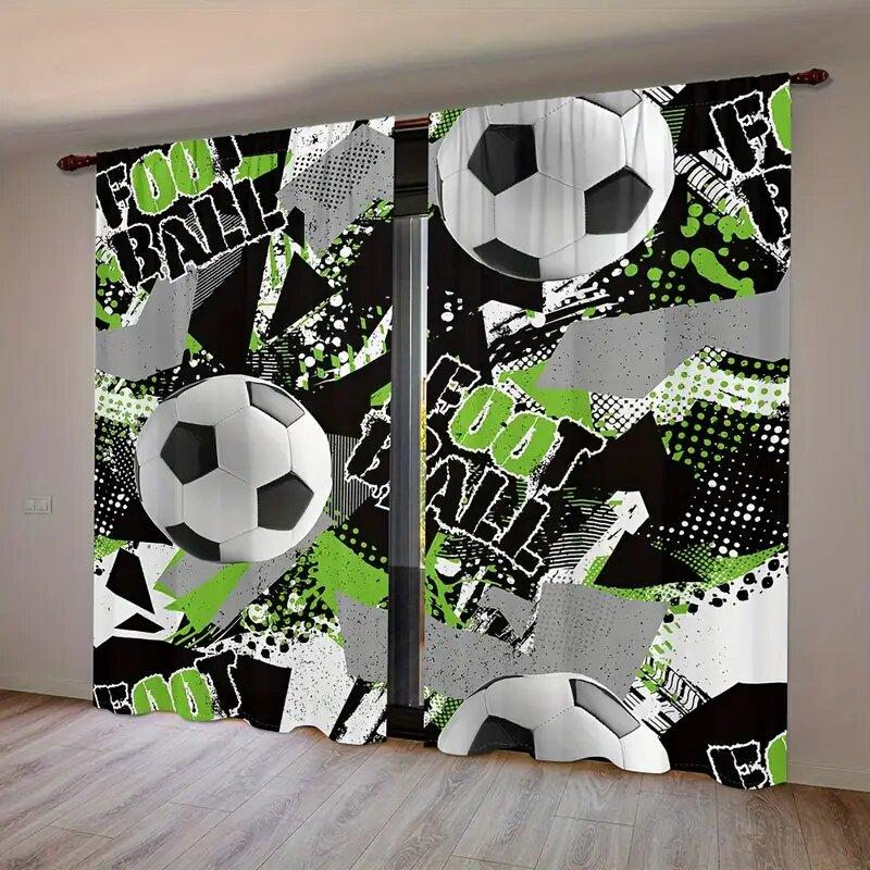 Modern Football Graffiti Trend Art Pattern Printed Curtains   Window Decoration   Home Decoration   Room Decoration