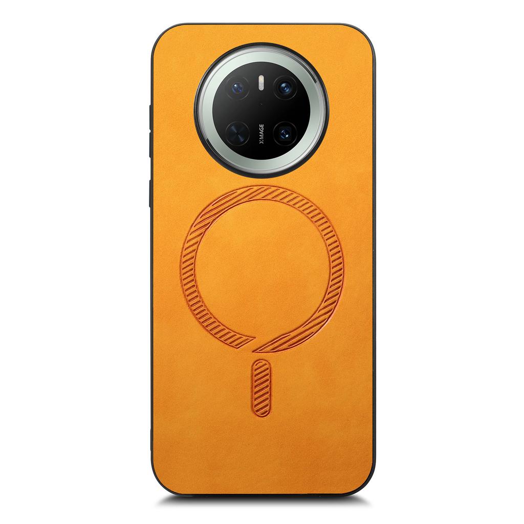 For Huawei Mate 70 Leather Back Case Compatible with MagSafe Skin-touch Phone Cover