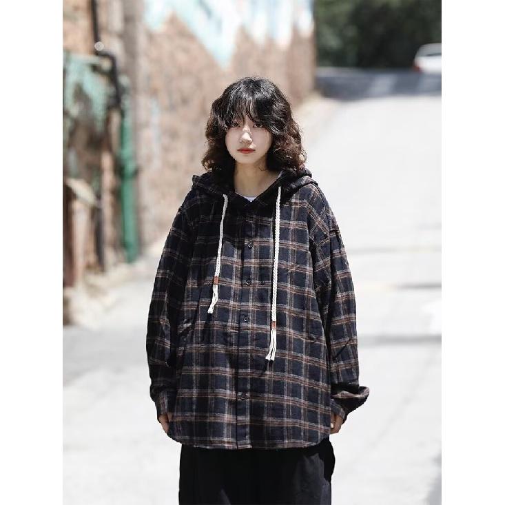 

Весна и осень, новая рубашка Bsapa в японском стиле с капюшоном в ретро-стиле, мужская свободная модная рубашка-пальто для пар M чёрный