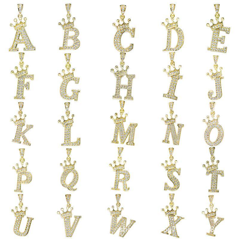 Luxurious Gold Alphabet Necklace With Crown Pendant For Women And Girls