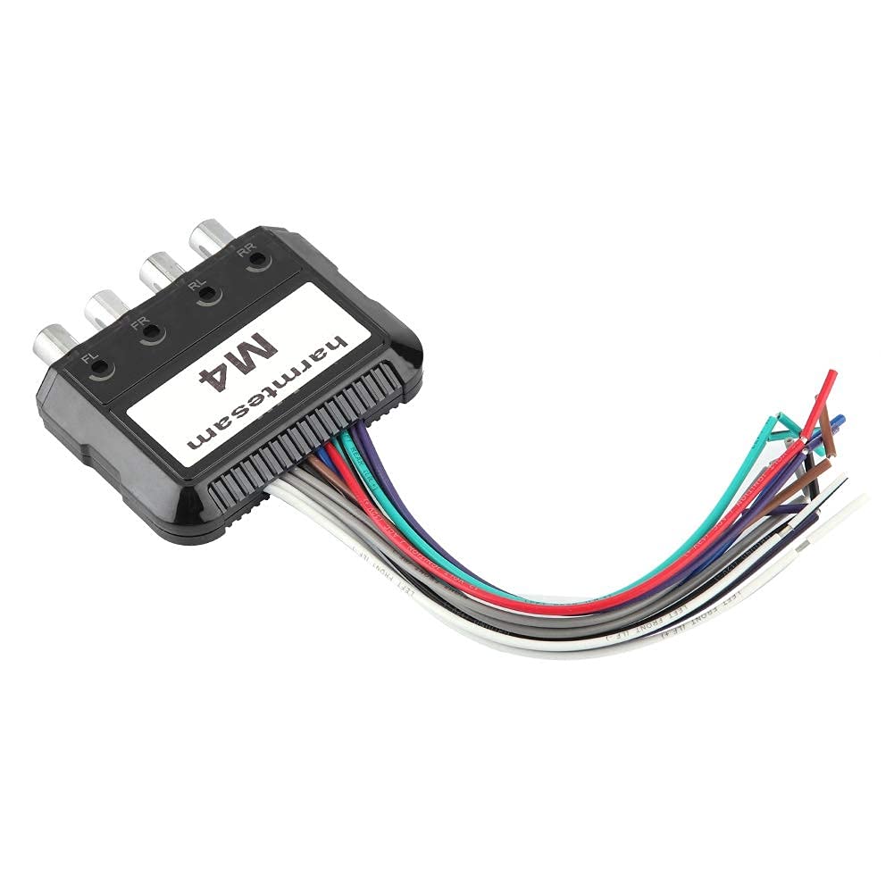 JL Audio High Low Converter, Duokon Car Stereo Subwoofer 4 Channel High to Low Audio Converter with Power Amplifier Control Wire Plastic Black