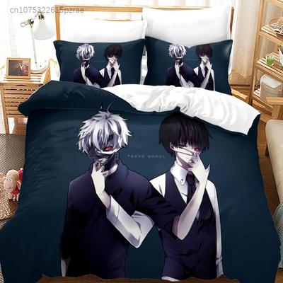 Постельное белье Tokyo Ghoul Односпальное Полуторное Двуспальное Queen King Размер Хип-хоп Аниме Комплект постельного белья Подростковая спальня Комплекты пододеяльников 3D Печать 02