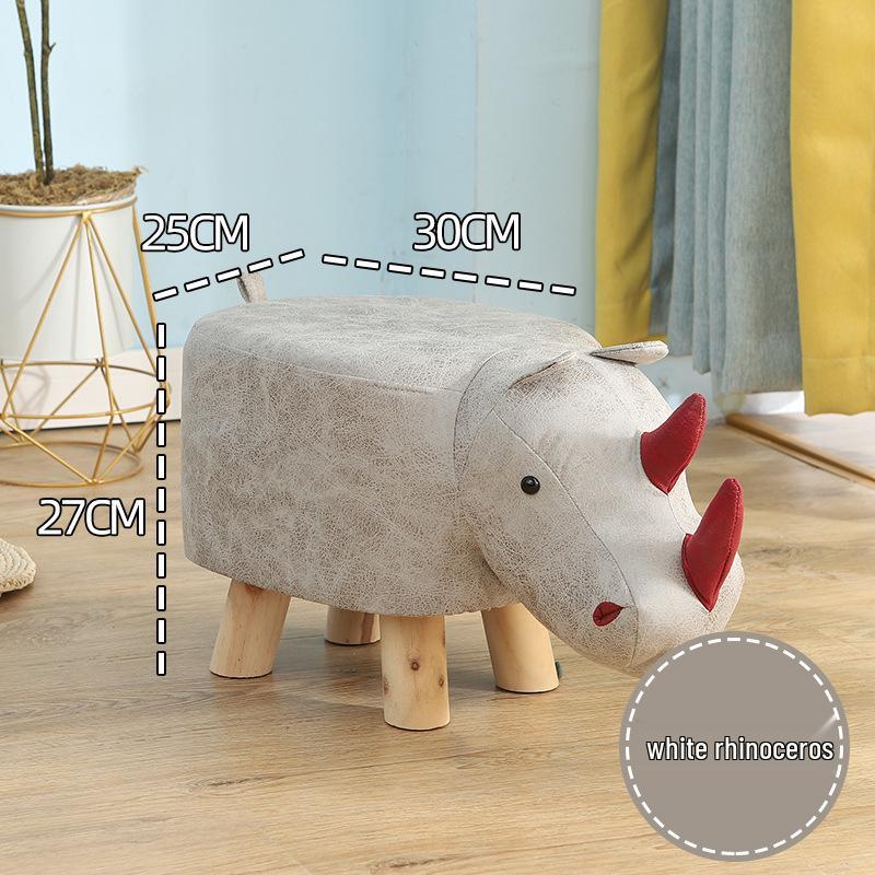 Children's Solid Wood Elephant Stool - Cute, Creative, Cartoon Animal Design for Home and Shoe Changing