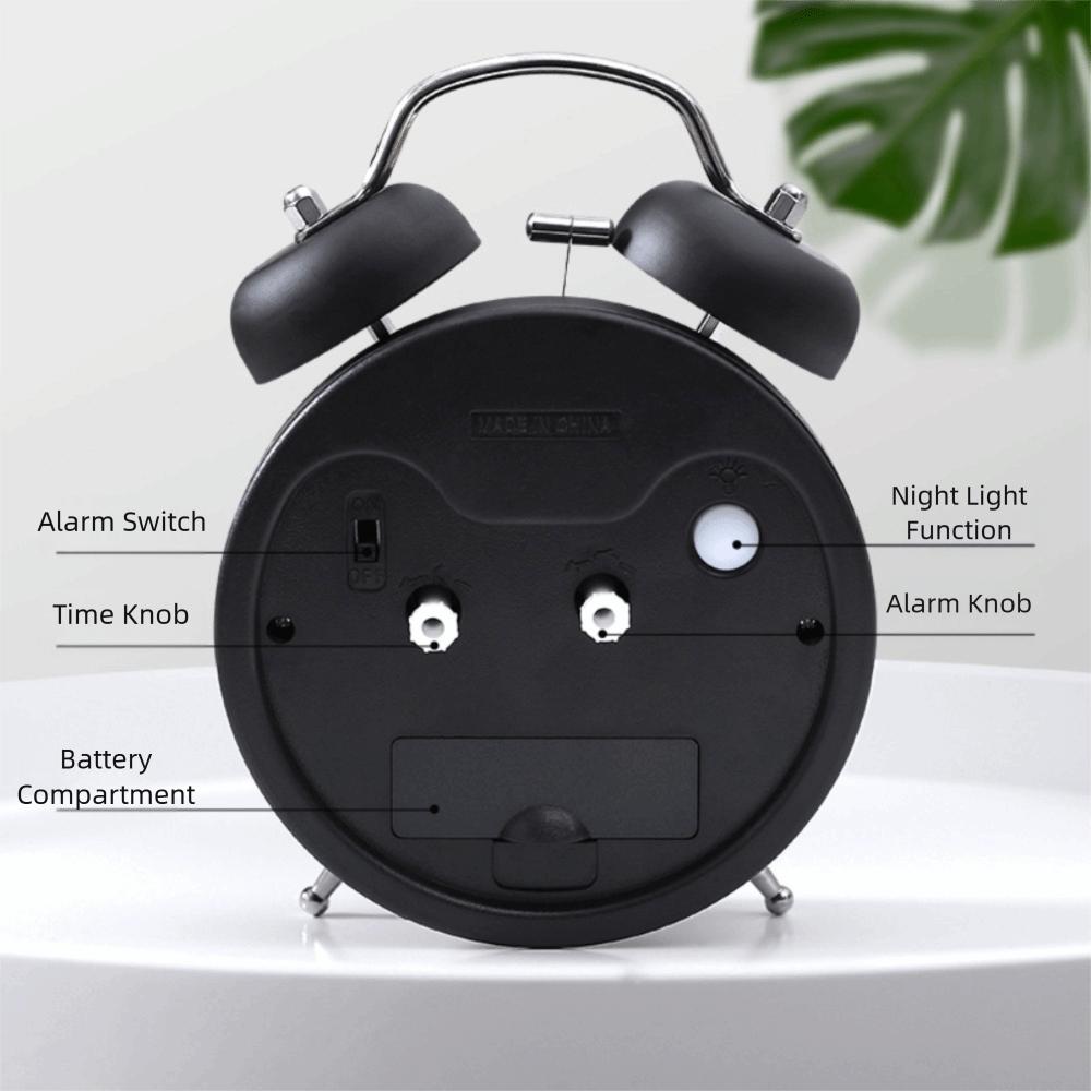 Metal Frame Silent Twin Bell Loud Alarm Clock Luminous Table Clock Student Alarm Clock  Living Room