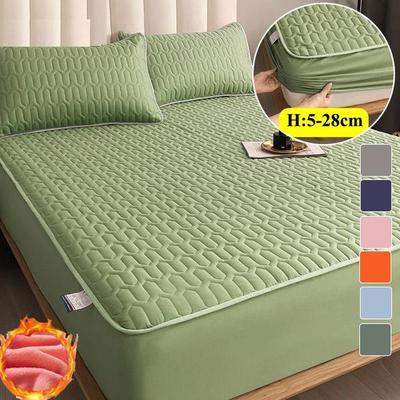 High-Quality Thick Quilted Double Bed Sheet Mattress Cover Soft Breathable Elastic Fitted Sheet with Deep Pocket 150 220*200 Bed Linen Cover