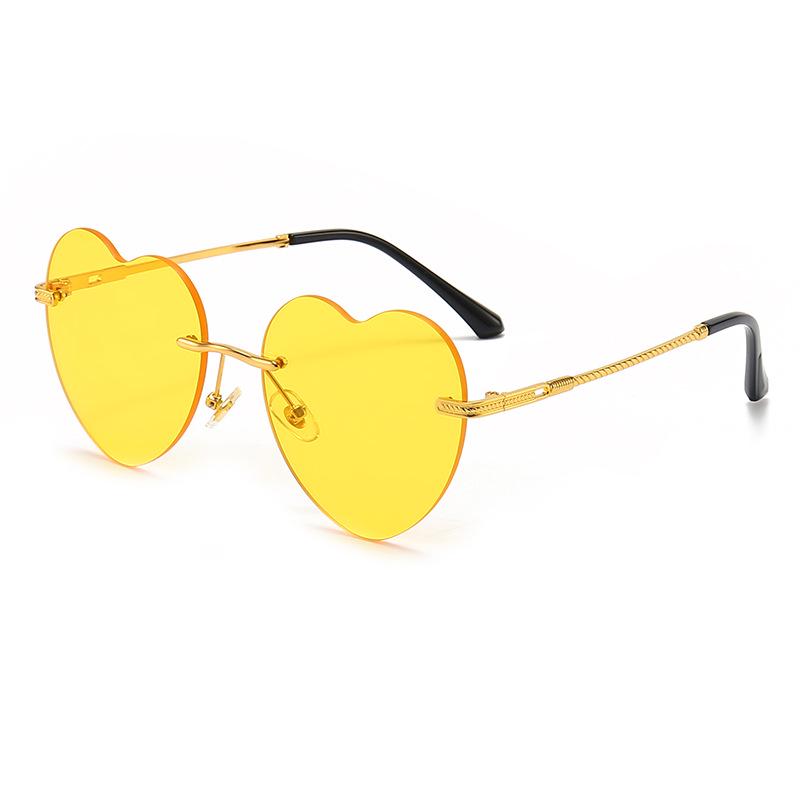 New Women's Heart-Shaped Rimless Metal Sunglasses - Trendy European and American Fashion