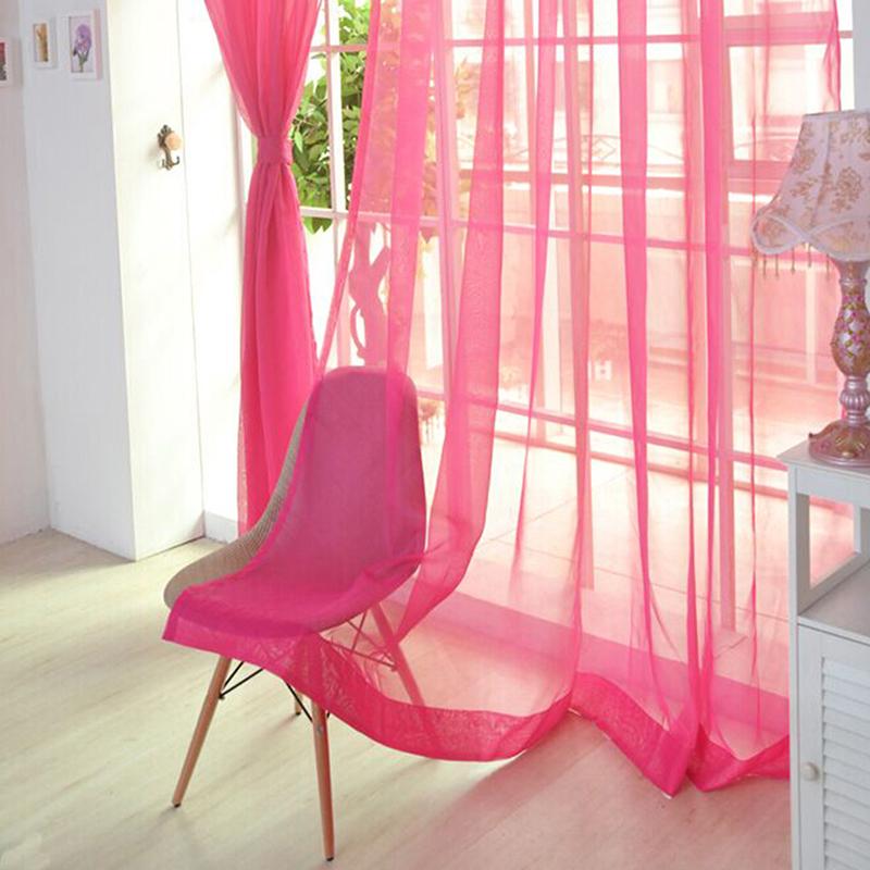 Colorful Sheer Tulle Curtains Polyester Solid Color Rod Pocket Curtain for Bedroom Kitchen Living Room Kid Room Classroom