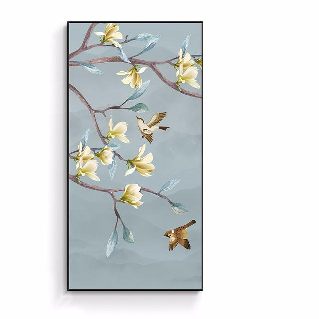 

Китайский стиль птица персиковый цвет постеры и принты картины на холсте гостиная искусство настенные картины украшение дома без рамки 20*40cm No Frame