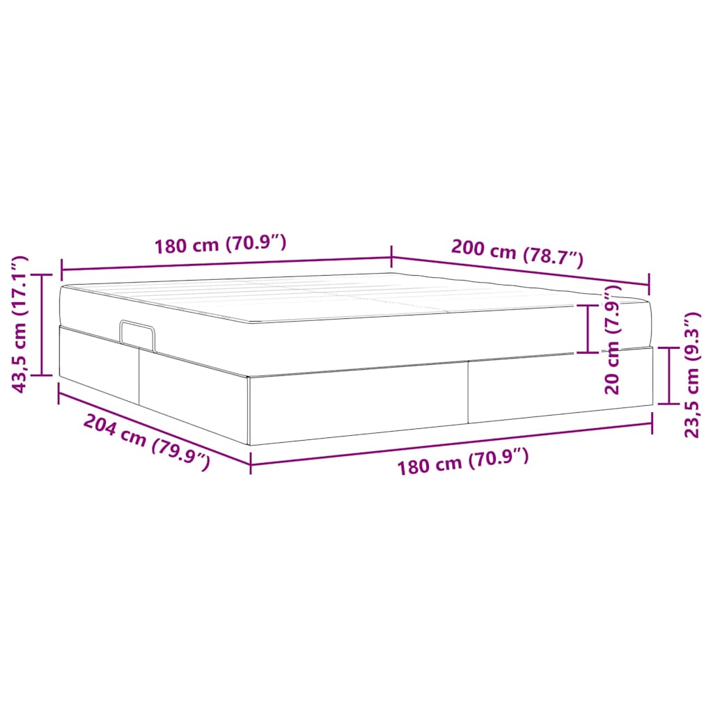 Storage Bed with Mattress Pink 180 X 200 Cm Velvet