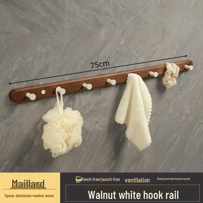 Walnut Wall-Mounted Hook for Clothes & Hats, No-Punch Installation for Door Back or Entrance Hall