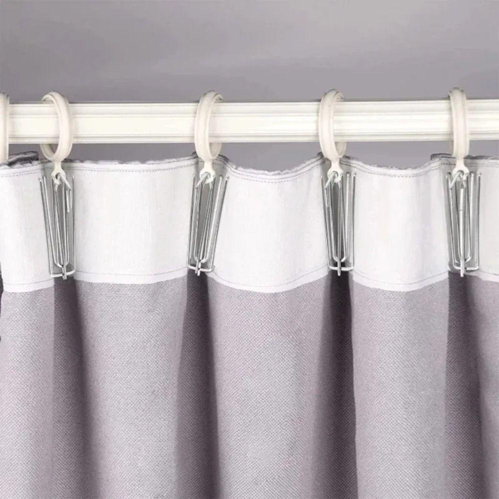 10pcs 4 Prongs Curtain Pleat Hooks Stainless Steel Rust-Resistant Curtain Hooks DIY Bathroom Pinch Pleat Clips