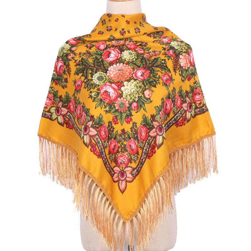 Ethnic Style Shawl Square Scarf For Woman Luxury Hijabs Printing Cape Blanket Wraps Female Warm Bandana Headscarf Classic
