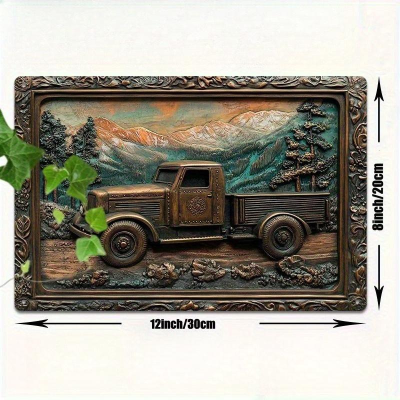 

2d Flat 30*20cm, Vintage Truck Wooden Wall Art, Wooden Sign for Living Room, Dining, Bedroom Decor and Easy Install, Durable. 30*20cm
