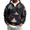 Sudadera deportiva casual de media cremallera con capucha y estampado navideño para hombre