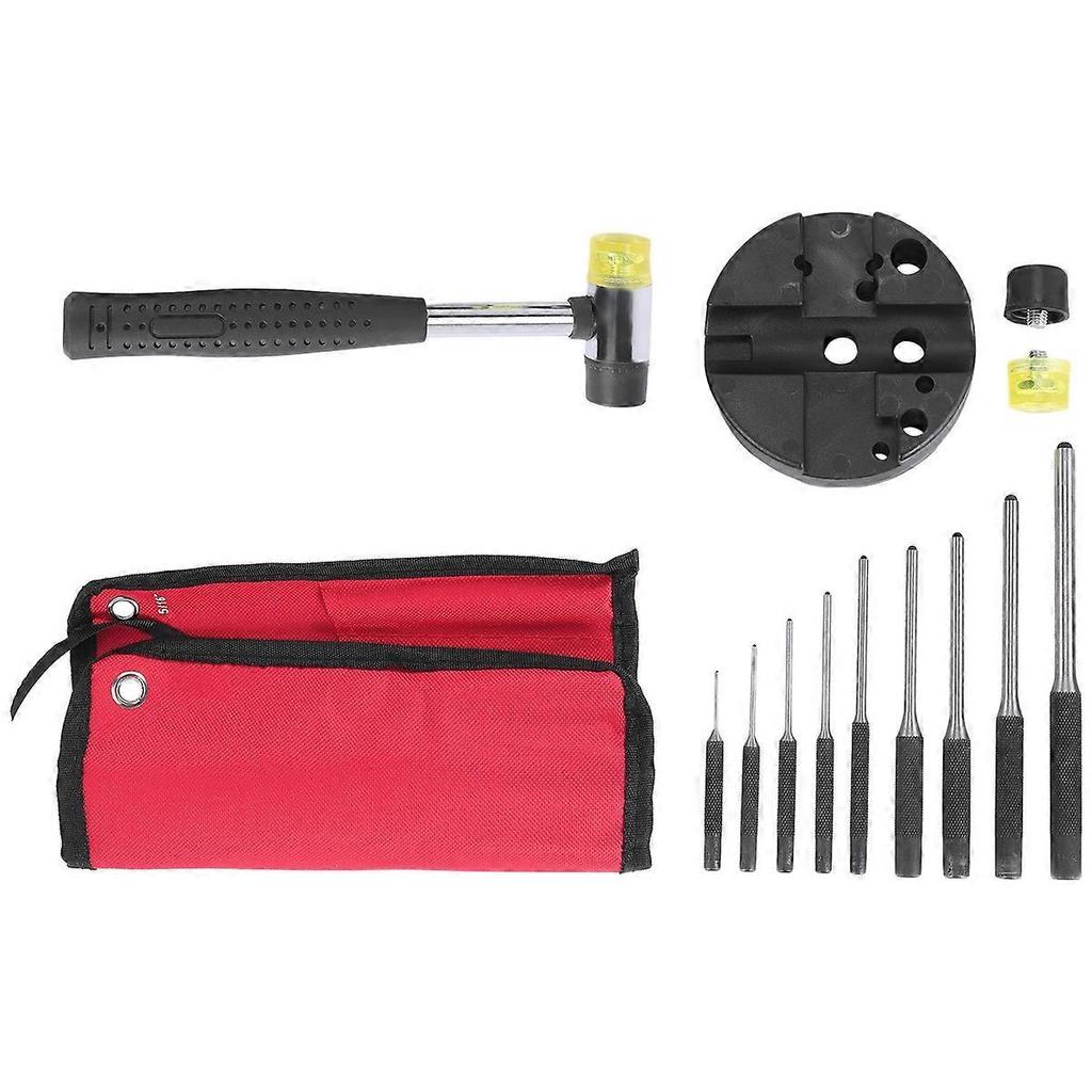 Roll Pin Punch Set with Storage Pouch,Smithing Punch Removing Repair Tools,with Bench Block Pin Punc