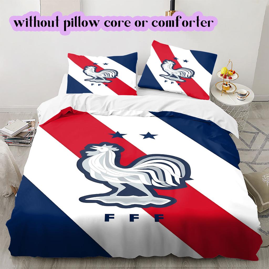 France Football Soccer Pattern Bedding,Quilt Set Quilt Cover Pillowcase Home Birthday Gift (1*duvet Cover+2*pillowcase,without Core)