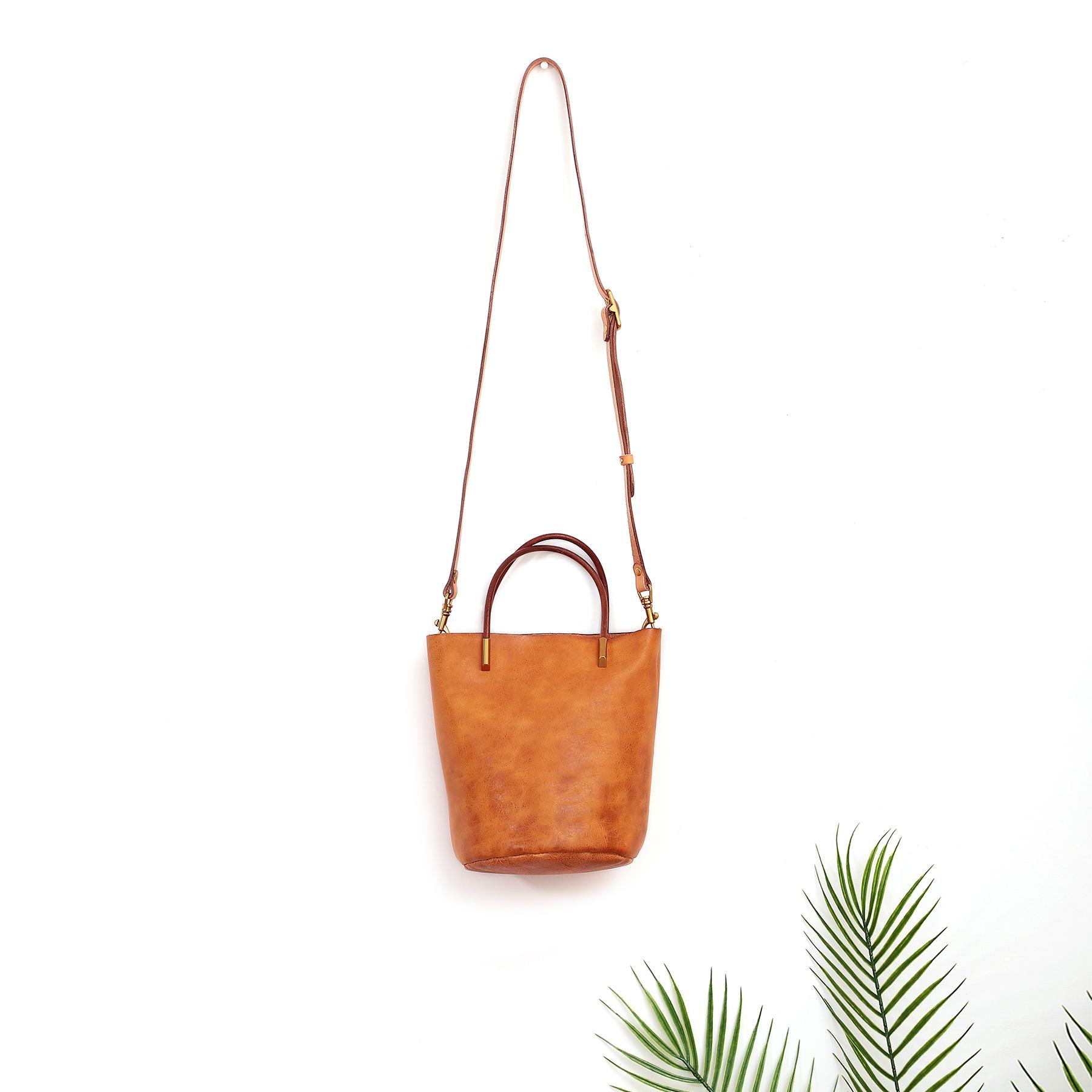 Винтажная женская сумка из натуральной кожи - Многофункциональная сумка-ведро через плечо и на плечо