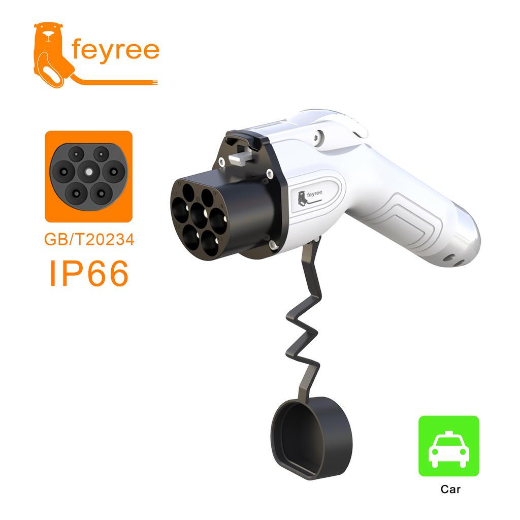 Feyree EV Car Charger Plug Female Car Side GB/T Adapter 16A 32A 1 Phase 3 Phase for Electric Vehicle Charging Station EVSE
