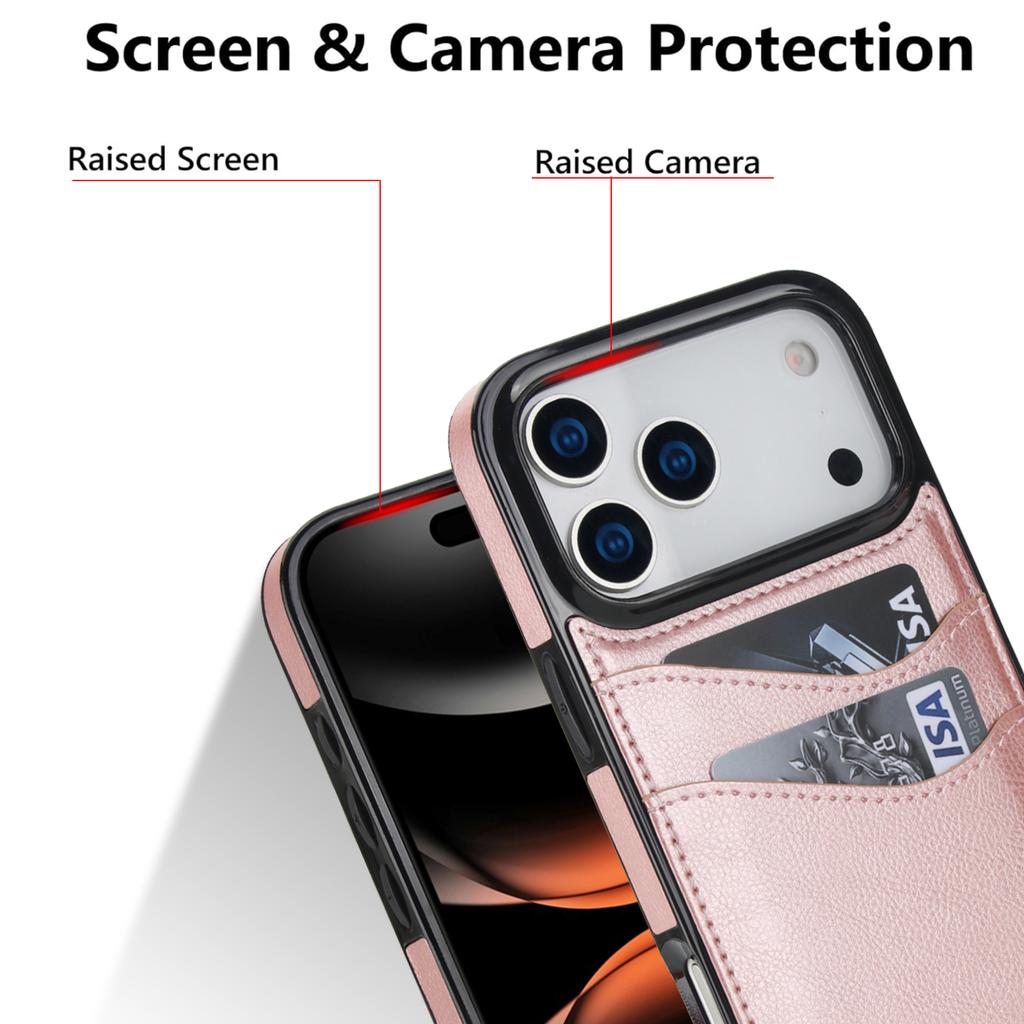 For iPhone 17 Pro Max Case Card Slot Slim-Fit PU + TPU Mobile Cover