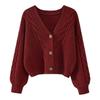V-neck Twist Sweater Women's Loose Short Autumn and Winter Japanese Style Lazy Cardigan Top for Small People