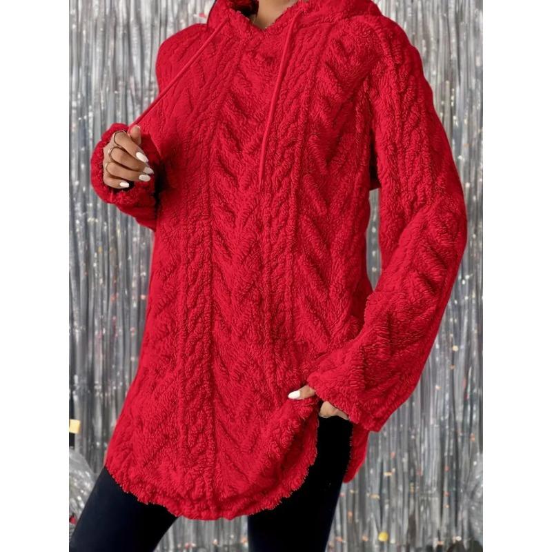 Damen S Einfarbige Kapuzenpullover mit langen Ärmeln, schmal geschnitten, mit Kordelzug