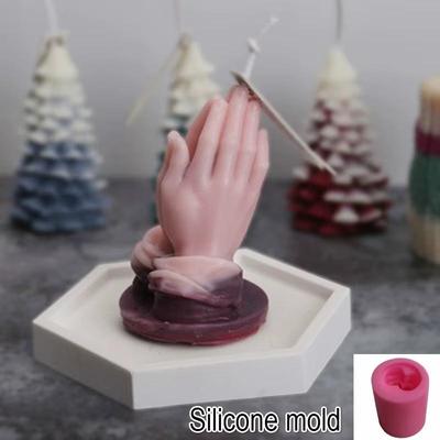 Mains Jointes Pour Prier pour les Bénédictions Modèle de Cire en Silicone Tridimensionnel Paume Dites Adieu au Moule Décoratif en Époxy Gypse DIY