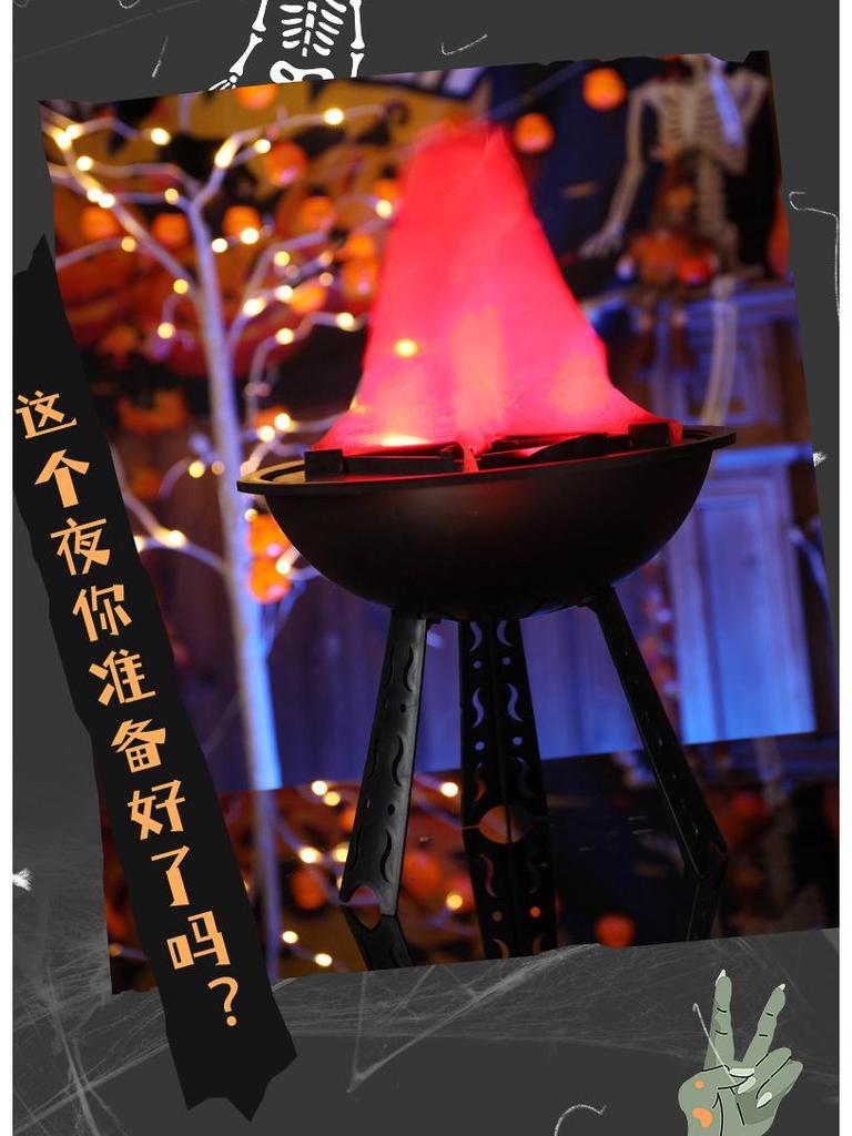 LED Halloween Flammen Feuerstelle Ornamente - Gruselige Hängedekorationen mit künstlichen Flammen für Spukhaus