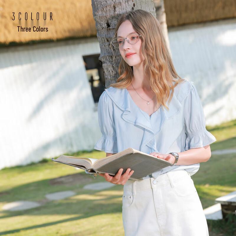 Women s Ruffle V-Neck Flare Sleeve Loose Blouse XL