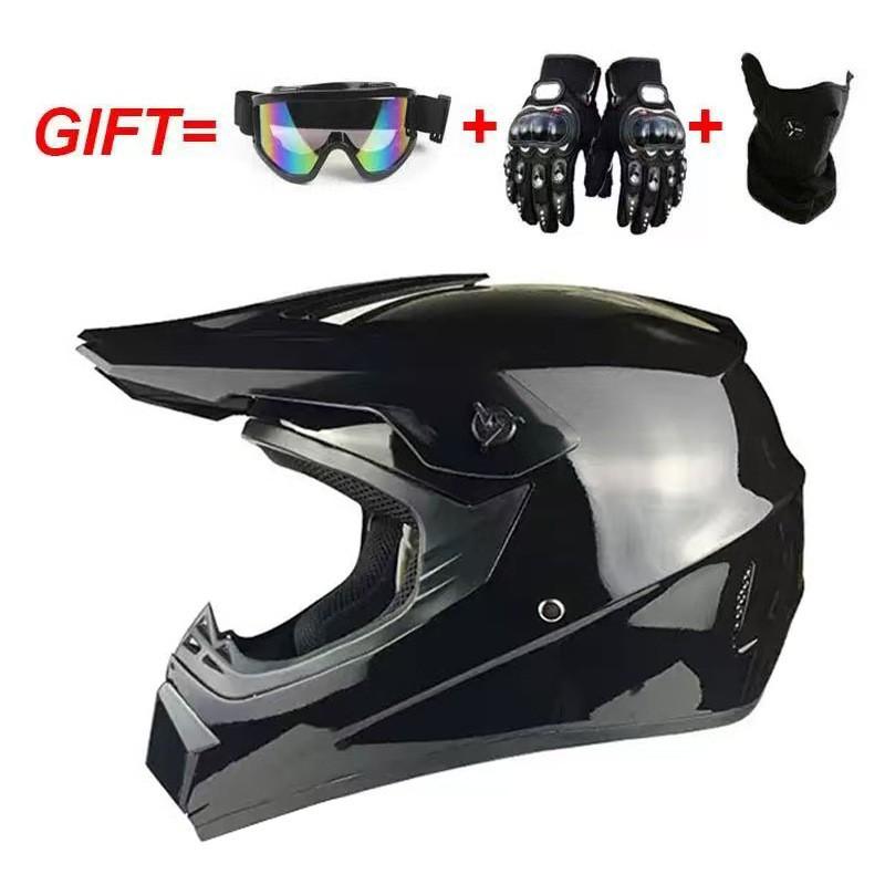 Full Face ABS Motorcycle Helmet Off-Road ATV Dirt Bike Cycling With Visor Gloves Mask - S M L XL