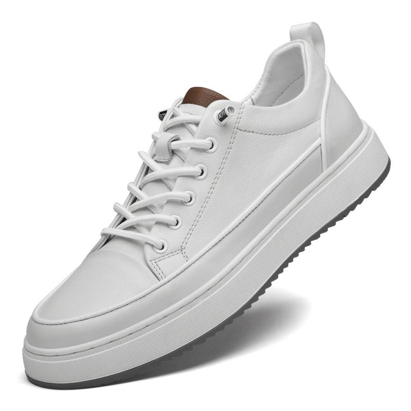 

Men s shoes autumn first-layer cowhide white shoes men s fashion trendy shoes British sports shoes casual board shoes men 38 белый