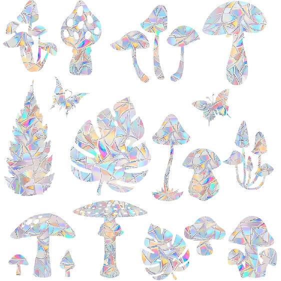 36PCS Circle Window Clings - Anti-Collision Window Decals To Save Birds from Window Collisions,Non Adhesive Prismatic Vinyl Window Clings, Rainbow