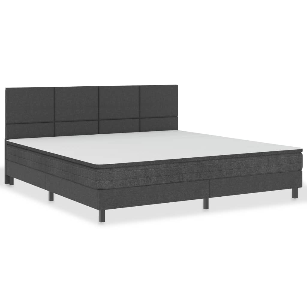 Box Spring Bed Dark Grey Fabric 200 x 200 cm
