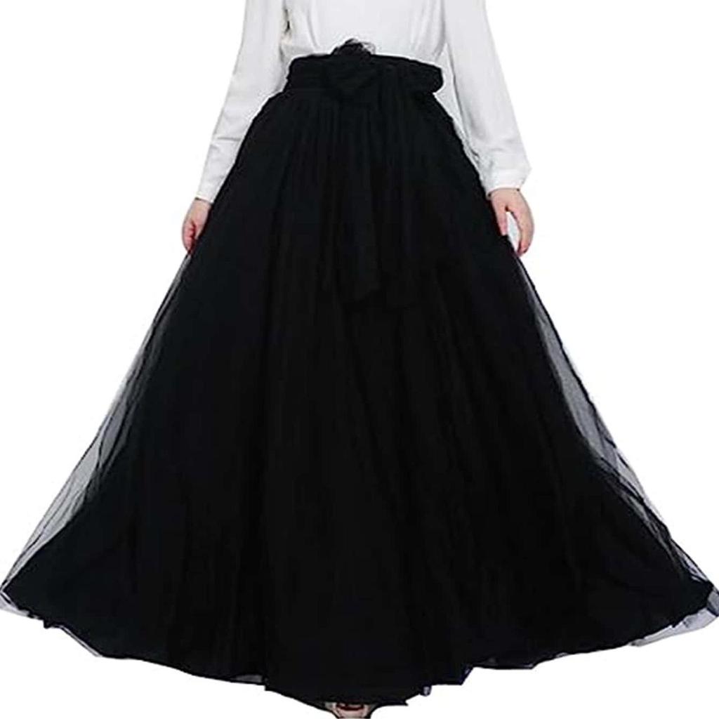 Elegant Cross-Border Women's Layered Tulle Skirt with Bow Belt for Weddings and Parties
