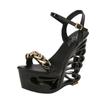 2025 Special-Shaped Metal Buckle High Heels Thick Heel High Heel Waterproof Table Hate Sky High Sandals Wedges Shoes For Women