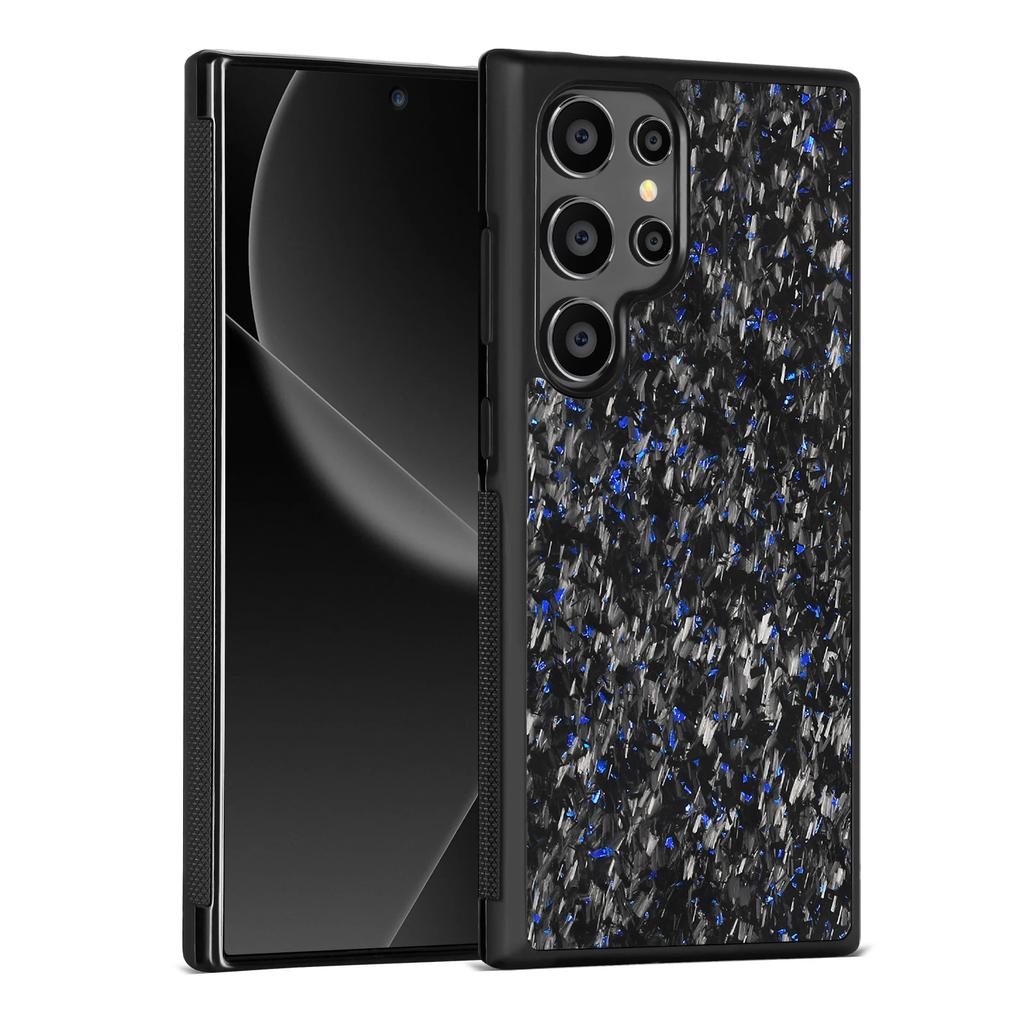 Luxury Carbon Fiber Texture MagSafe Case For Samsung Galaxy S25 S24 S23 S22 Plus Ultra Alloy Lens Shockproof Cover