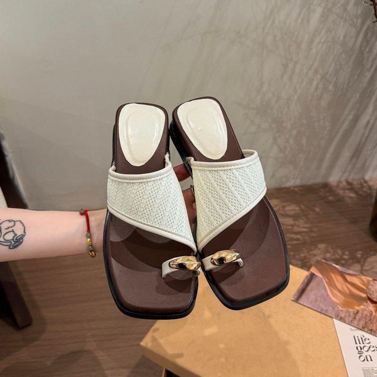 

[youshilai] Летние корейские повседневные шлепанцы с закрытым носком на танкетке, ретро-римские пляжные туфли на толстой подошве 39