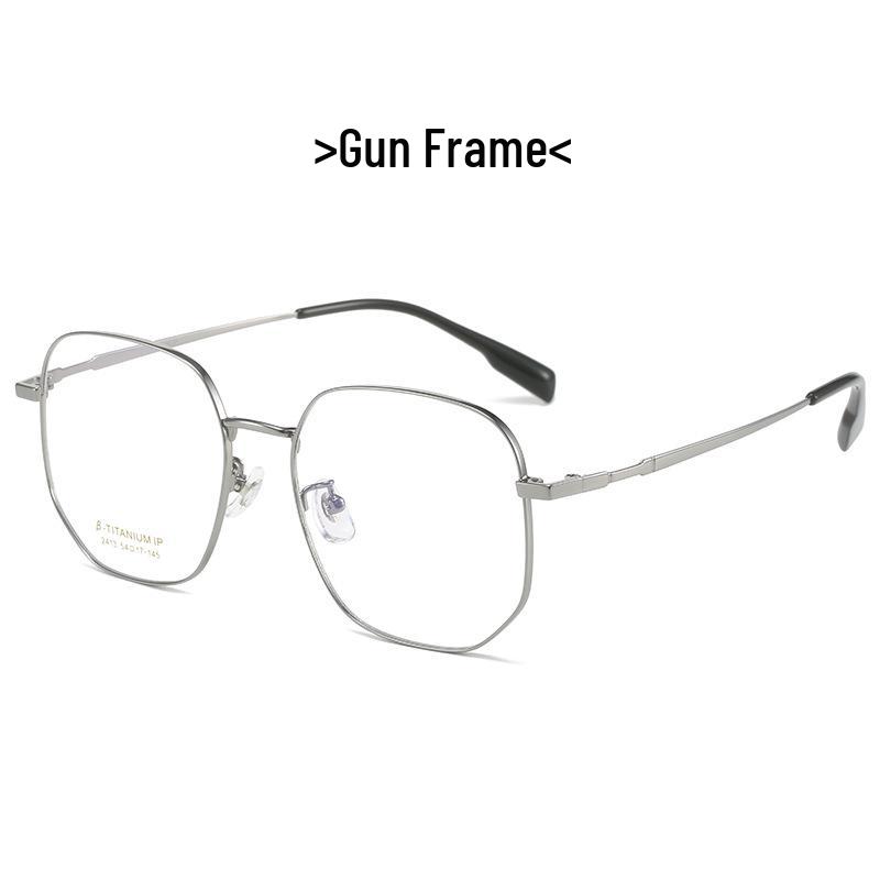 Unisex Large Titanium Polygon Glasses for Myopia - Suitable for Round, Square, and Large Faces Anti-Blue Light Myopia Compatible