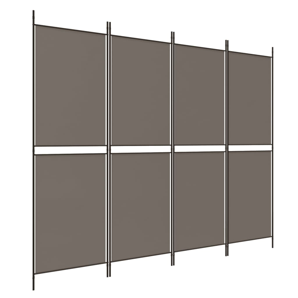 4 Piece Anthracite Folding Screen 200 X 180 Cm Fabric
