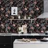 Retro Halloween Schädel Rose Wandverkleidung Wasserabweisend Abziehbar und Aufklebbar Festival Wandkontaktpapier Schick Rosa Blume Schrankaufkleber