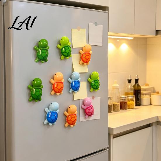 Kitchen Fridge Magnet 5Pcs Mini Resin Turtle Refrigerator Magnet Colorful Tortoise 3D Home Office Locker Decorative Accessories Animal Magnets