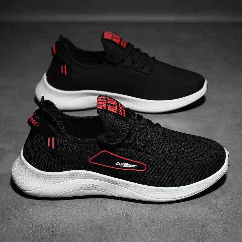

2 Spring new men s casual shoes breathable sports running soft sole trend lightweight fly-woven shoes 39