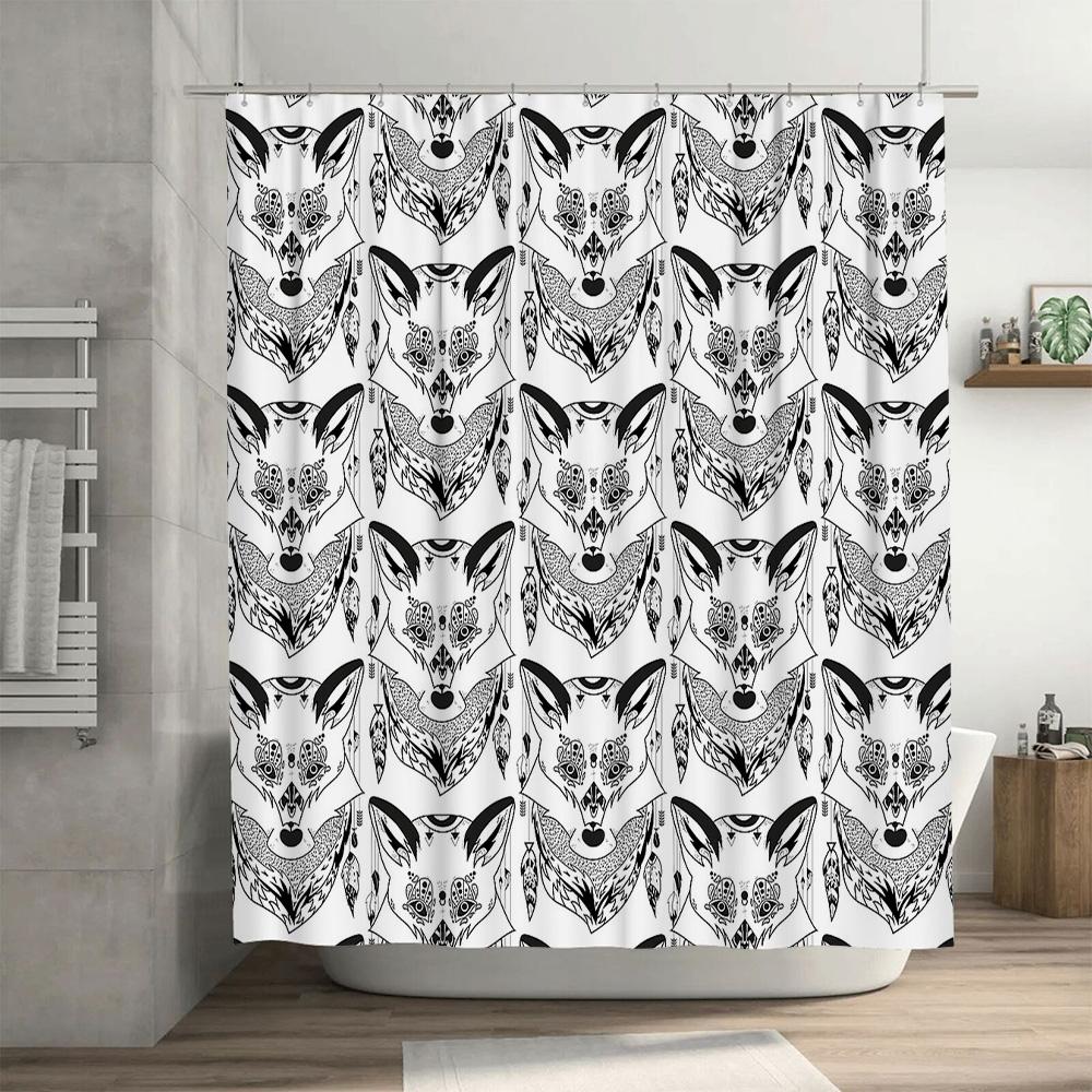 Gothic Forest Animals Shower Curtain Dark Academia Nature Trees Wolf Deer Fox Rustic Home Decor Bathroom Set Vintage Aesthetic