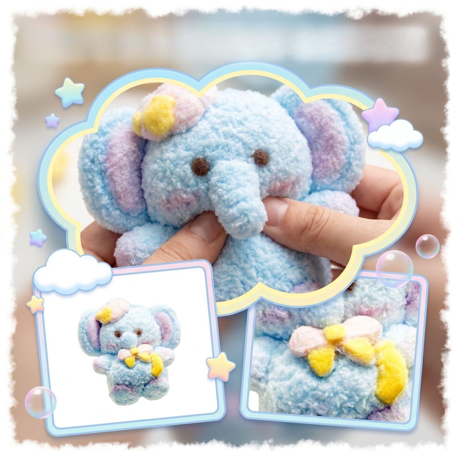 

Plush Elephant Toy Soft Stuffed Animal Handmade Squeeze Toy Small Size Collectible Plush Doll for Kids and Adults One Size