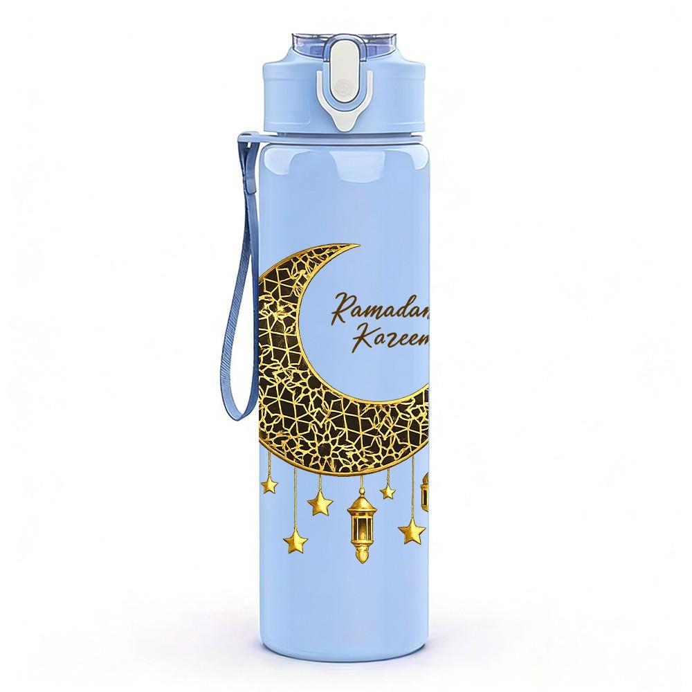 1PC Moon With Star Boho Crescent Art Print 750ml Color Plastic Sports Water Bottle Leakproof Flip Straw Lid Suitable for Sports Office Home Use