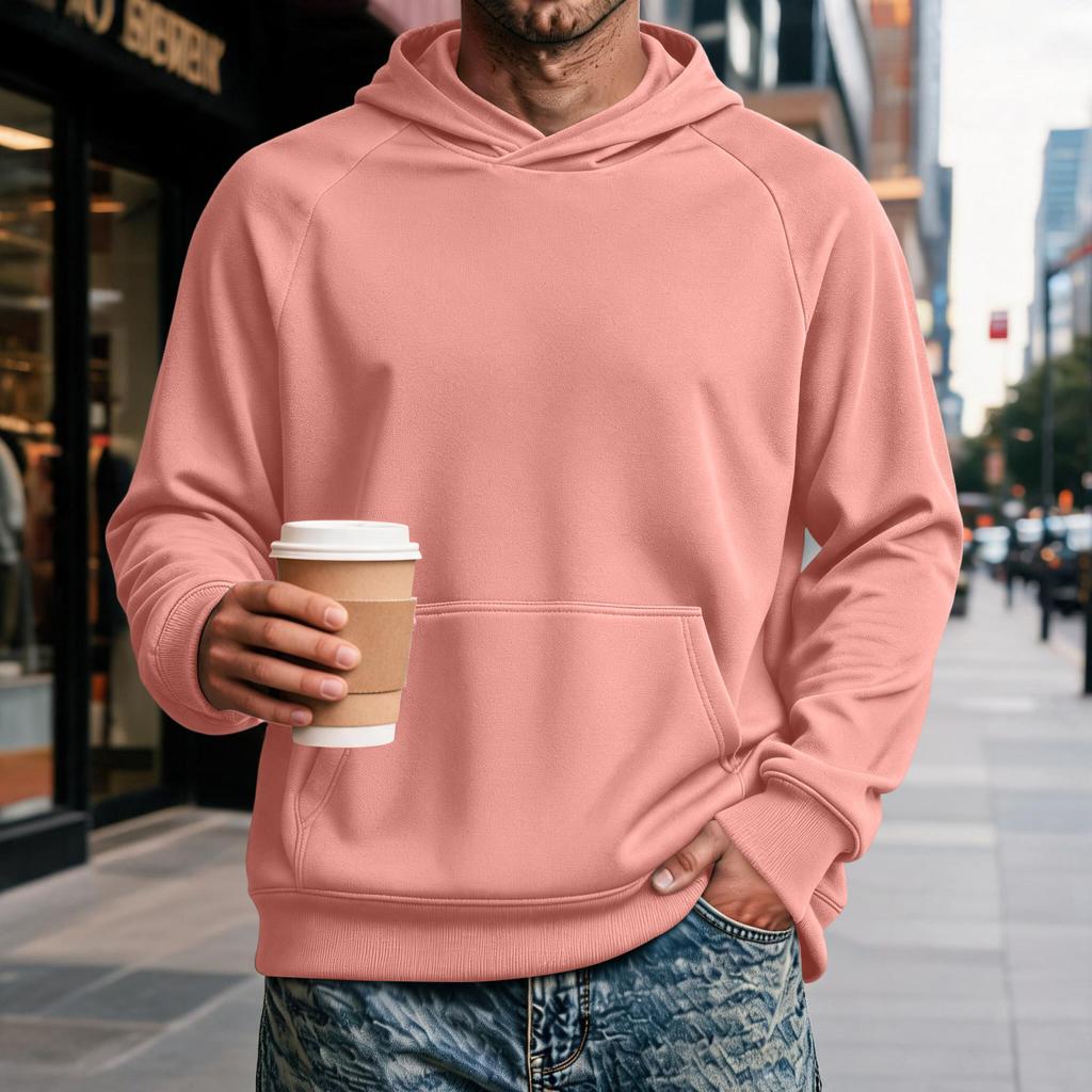 Men's Raglan Hoodie with Pocket - Long Sleeve Casual Pullover