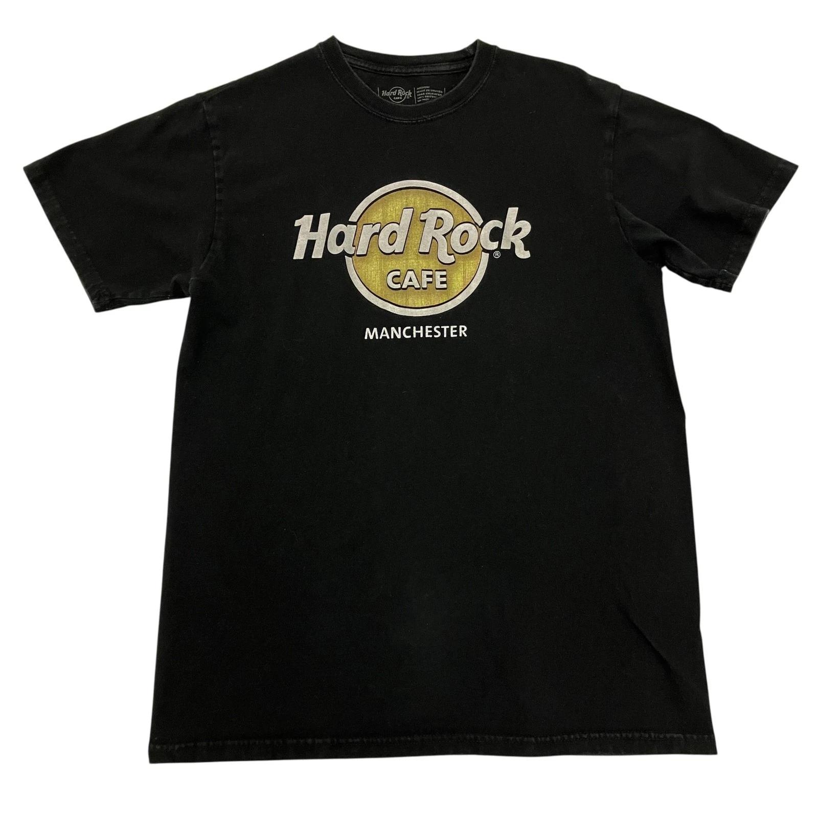 Hard Rock Cafe Manchester T Shirt Black Mens Medium Logo Graphic Tee XXXXL