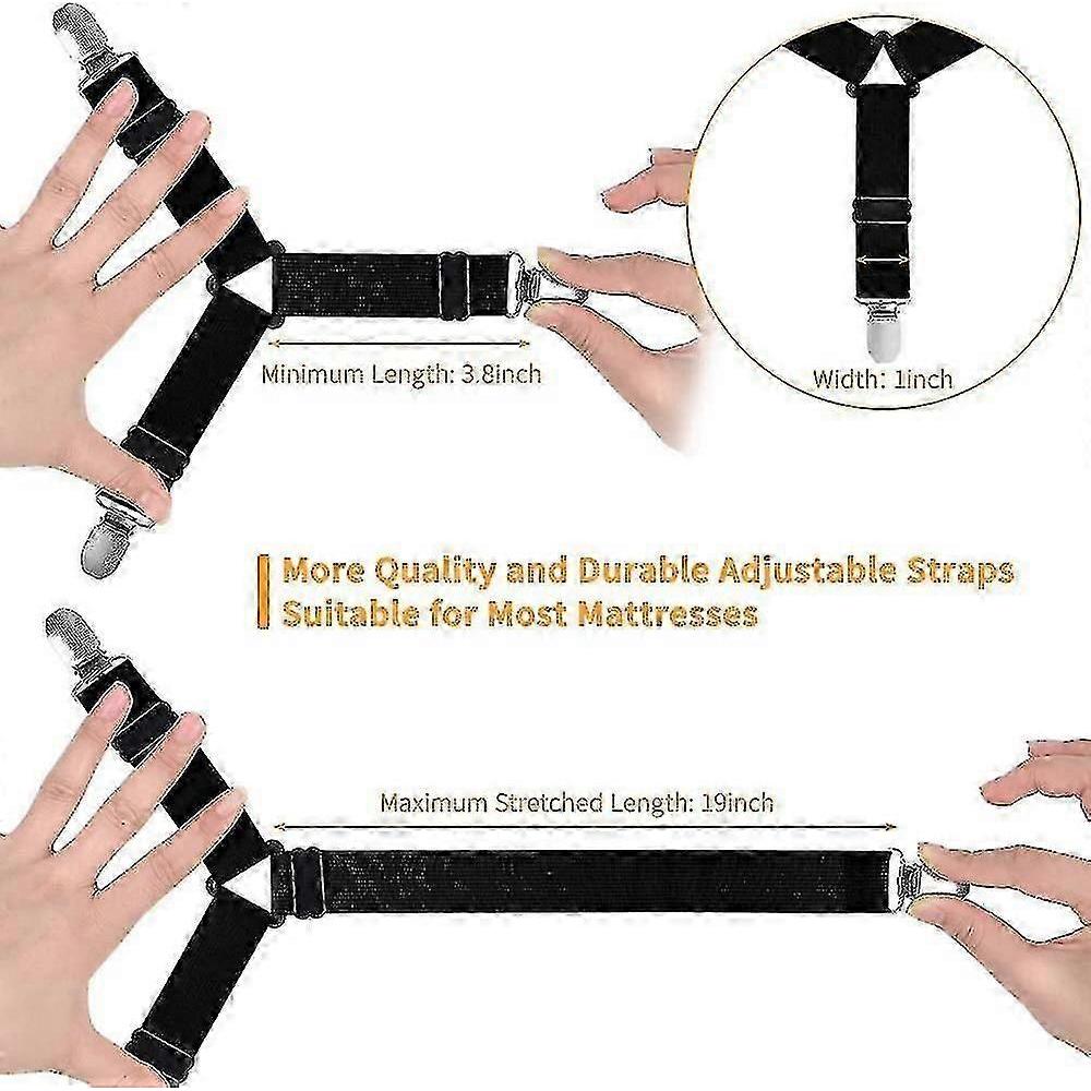 8 Pcs Bed Sheet Holder Straps,adjustable Triangle Elastic Corner Clips