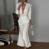 2026 spring new women's clothing, cross-border Amazon Europe and the United States, fashionable and elegant commuter printed V-neck dress set